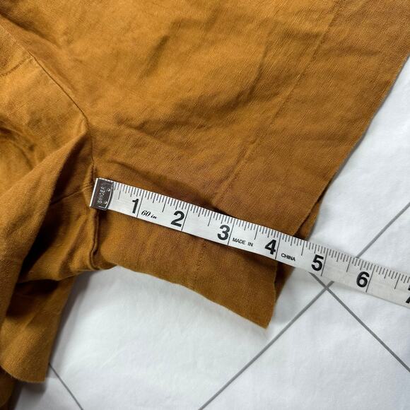 Everlane Shorts Womens Medium Orange Brown Linen Boxer Relaxed Pull On Travel - Picture 12 of 14